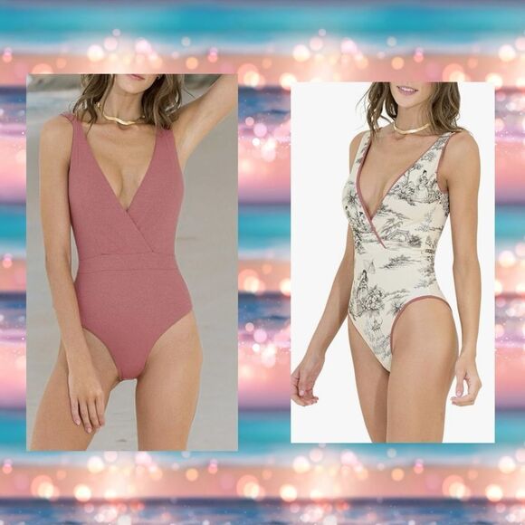 Maaji Pink Watermelon Serenna V Neck Reversible One Piece Swimsuit - Picture 1 of 13